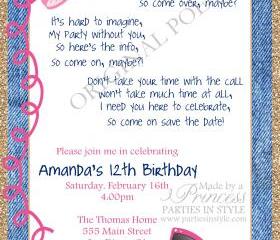 Call Me Maybe Printable Birthday Invitation - DIY - Teen Tween