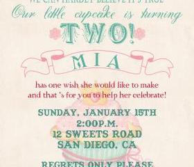 Vintage Cupcake Birthday Invitation Printable - DIY