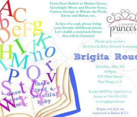 Baby Shower Invitation - Alphabet Tumble Storybook - Printable DIY